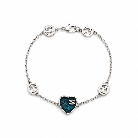 Petit Heart Silver Bracelet blue style by MARO Jewelry