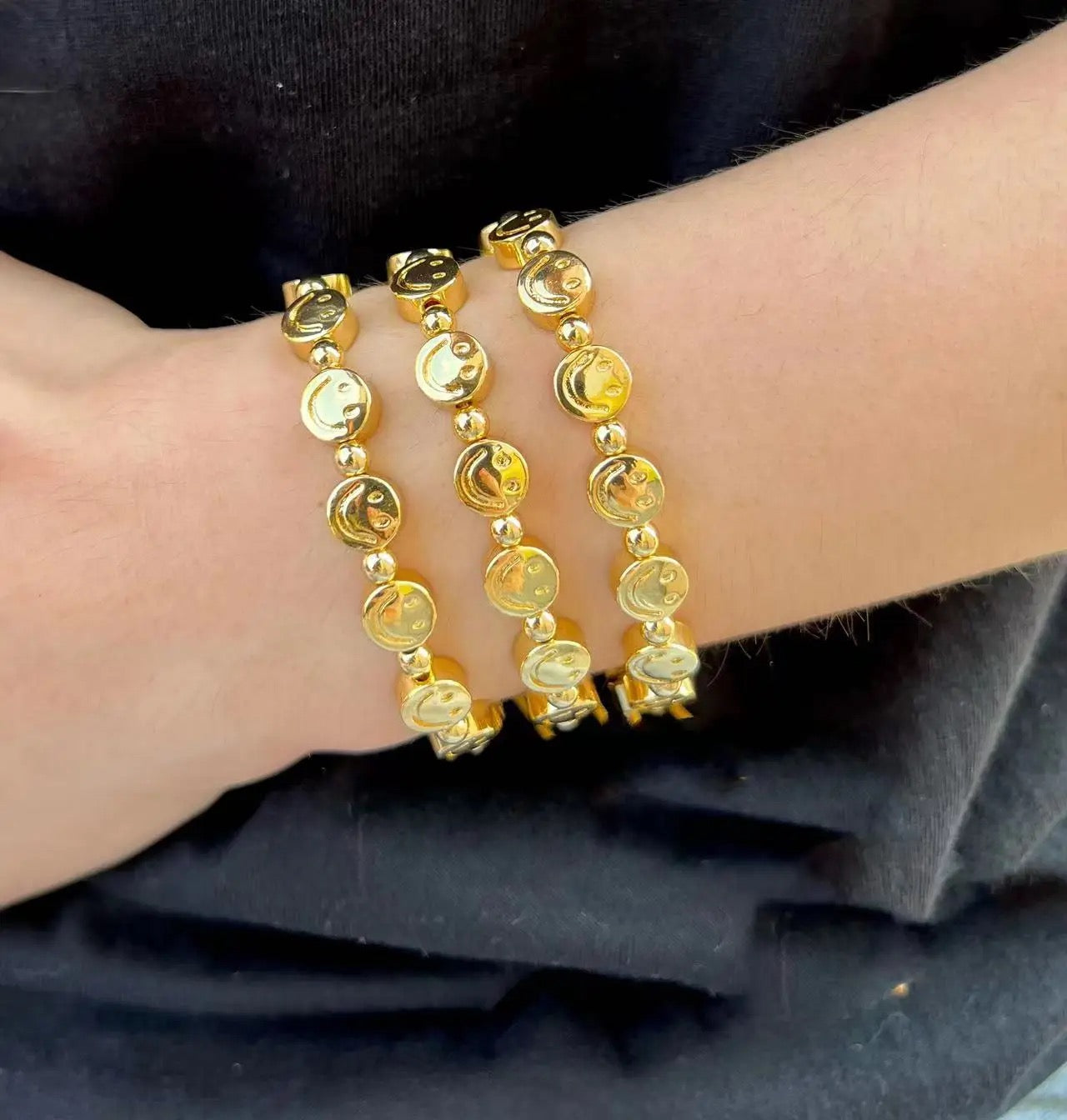 MINI HAPPY FACE GOLD BRACELET - MARO JEWELRY