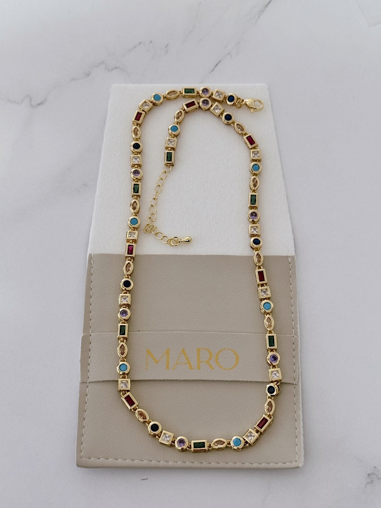 Multi gemstone gold necklace - MARO JEWELRY