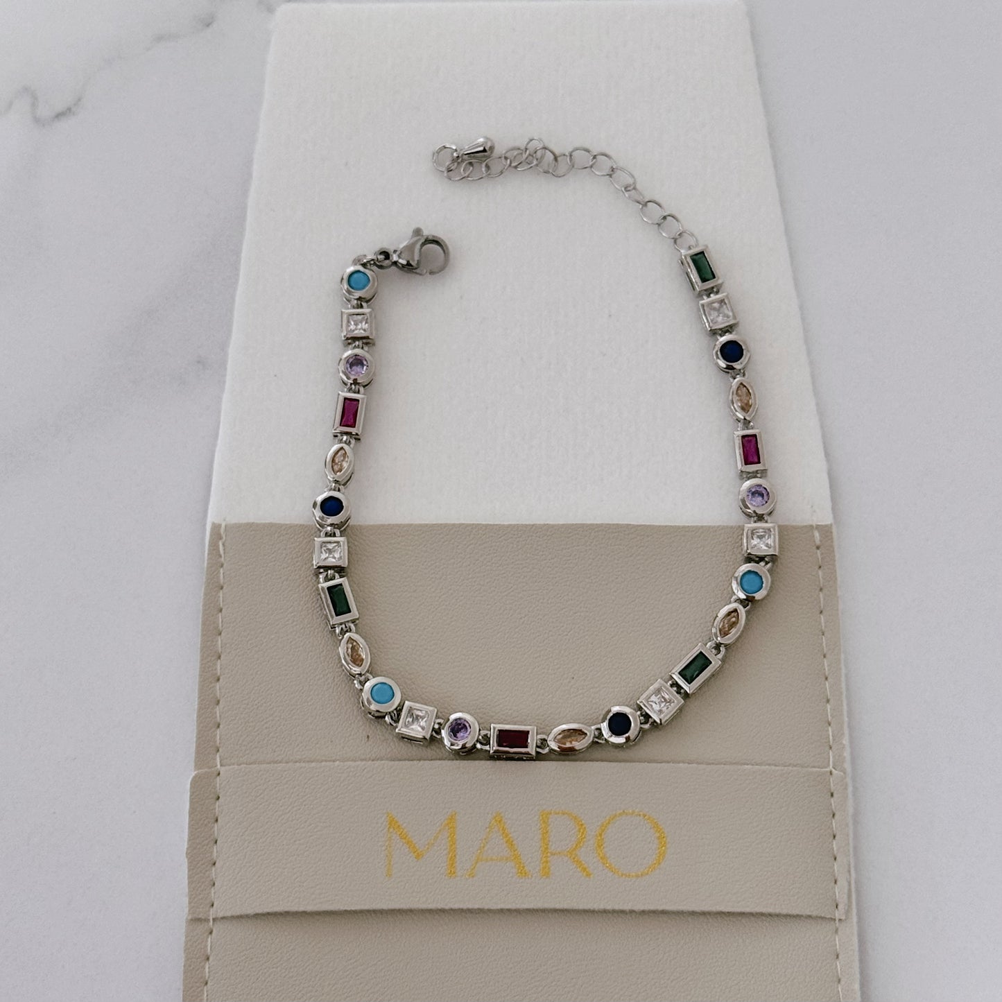 Multi gemstone silver bracelet - MARO JEWELRY