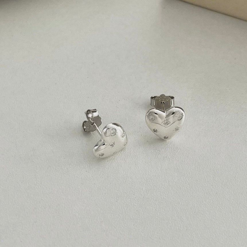 MINI HEART W/ CRYSTAL EARRING - MARO JEWELRY