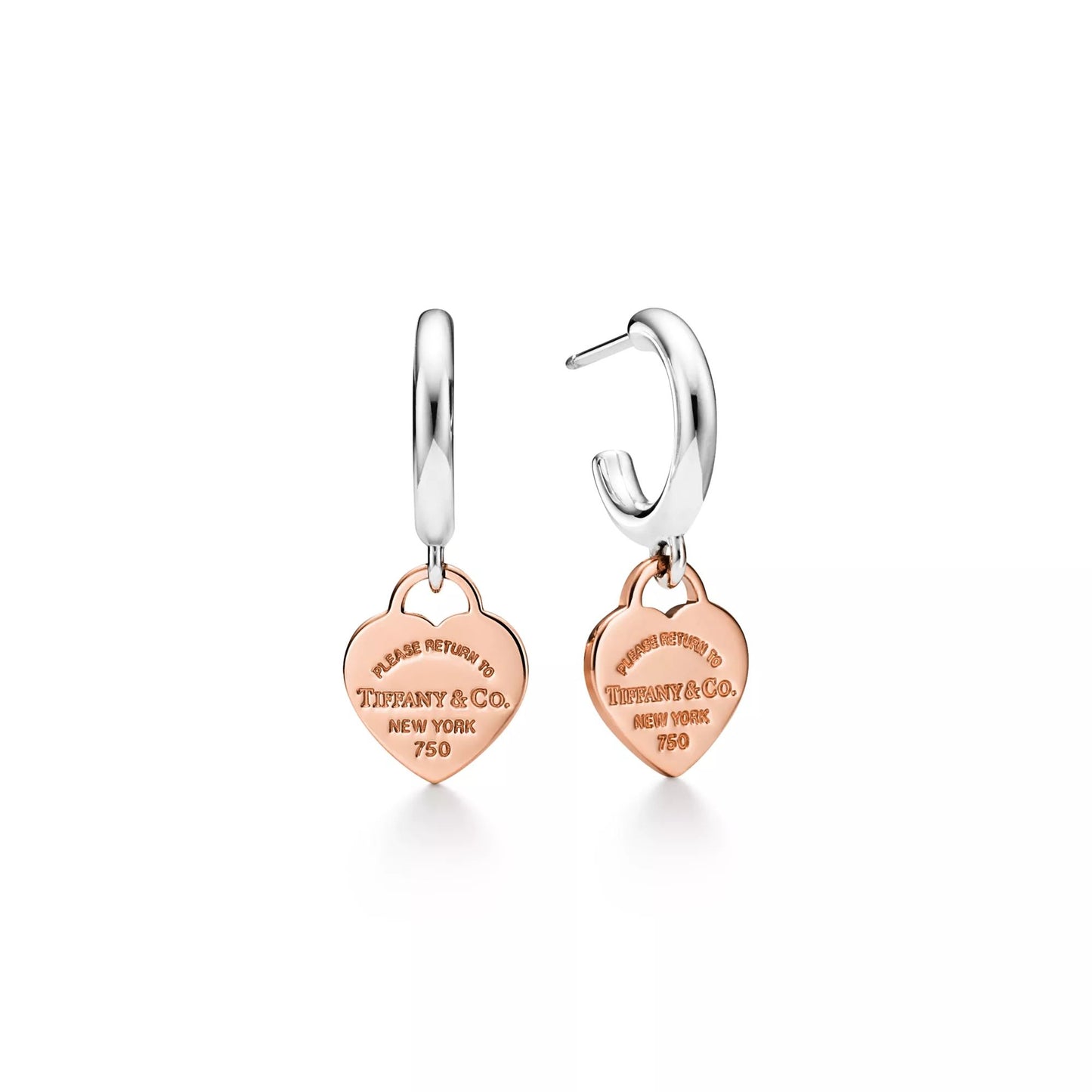 T Silver & Rose Gold Earring