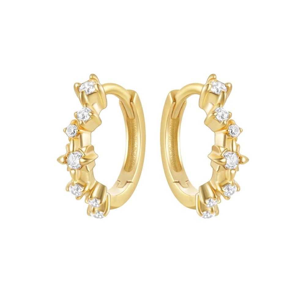 Moon Star Mini Hoops - MARO JEWELRY