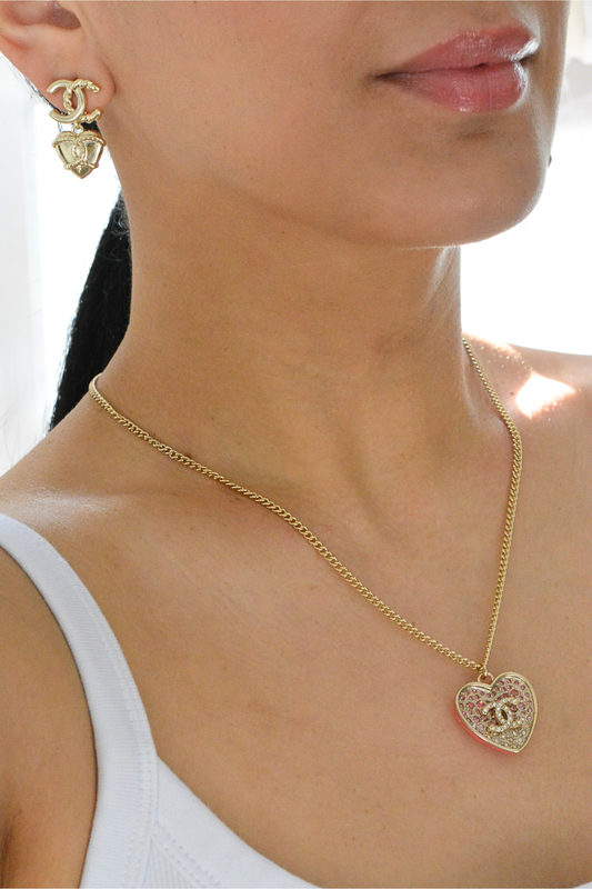 CC Earrings worn view by MARO Jewelry
