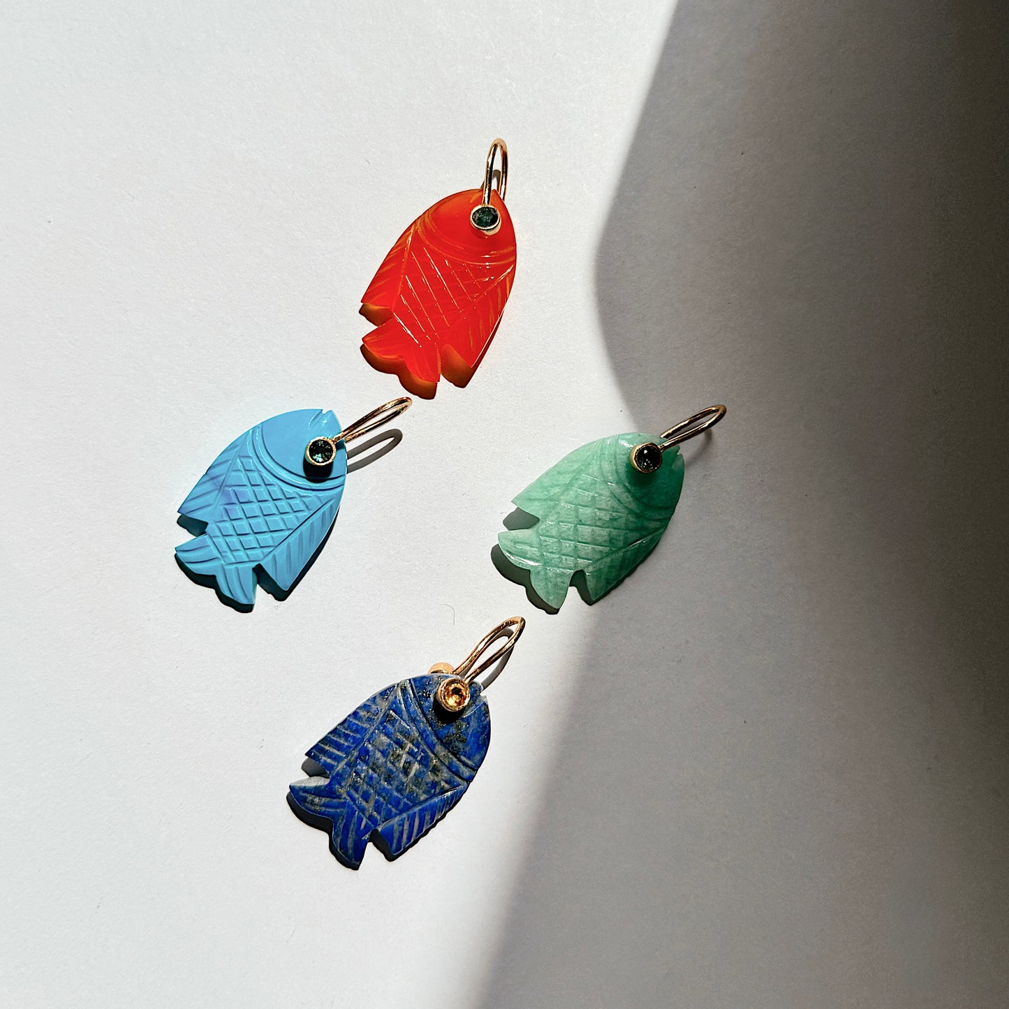 Ocean inspired gold fish pendant necklace for women