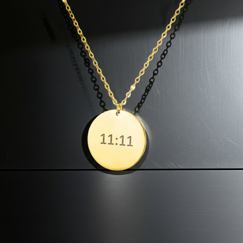 September 11 Commemorative Necklace — minimalist gold chain with symbolic engraved pendant representing unity and remembrance.