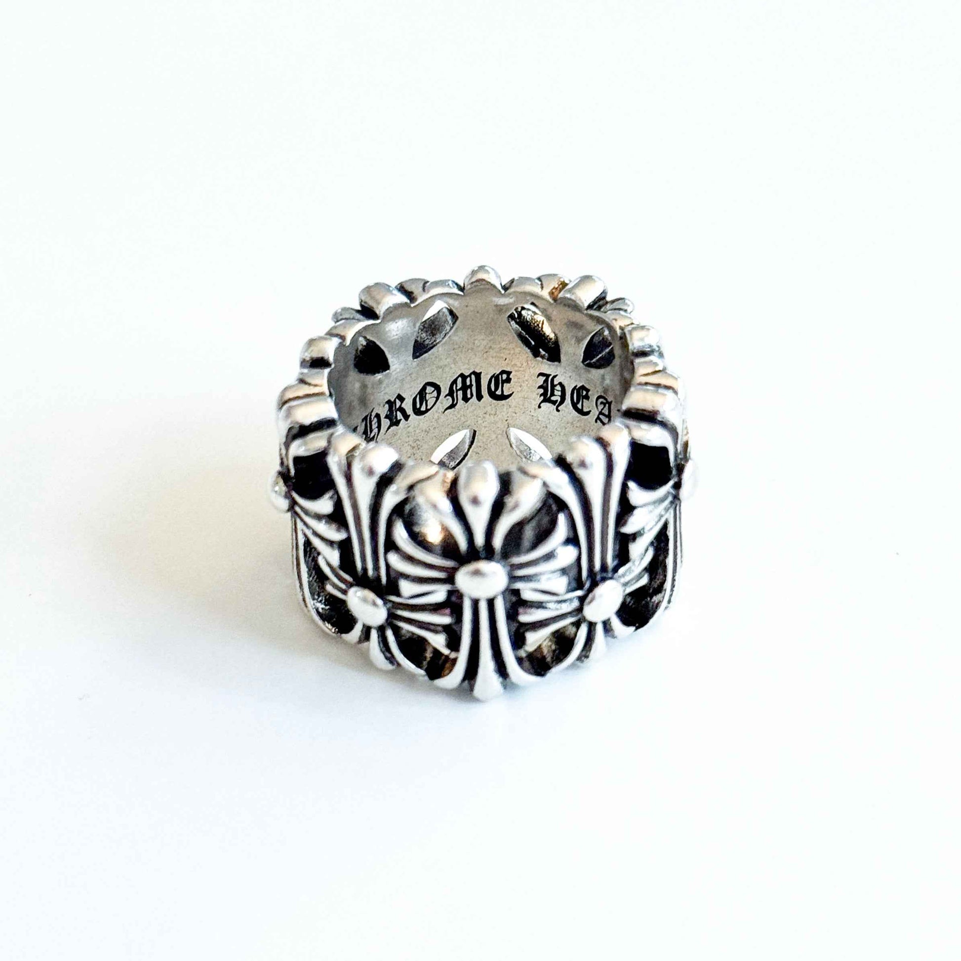 Chrome Cross Ring S925