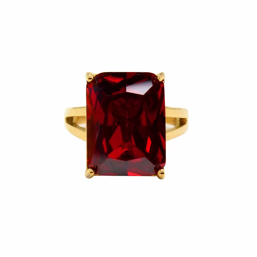 Red square ring - MARO JEWELRY