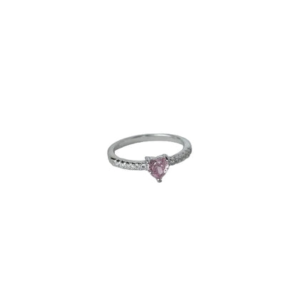 MINI PINK HEART SILVER RING - MARO JEWELRY
