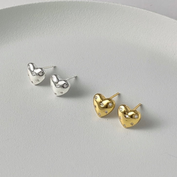 MINI HEART W/ CRYSTAL EARRING - MARO JEWELRY