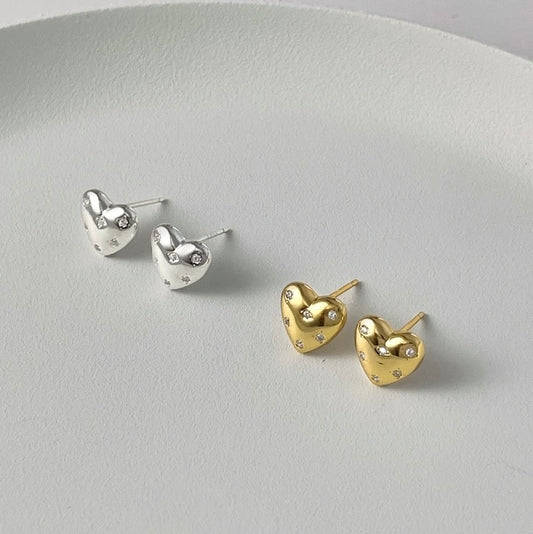 MINI HEART W/ CRYSTAL EARRING - MARO JEWELRY