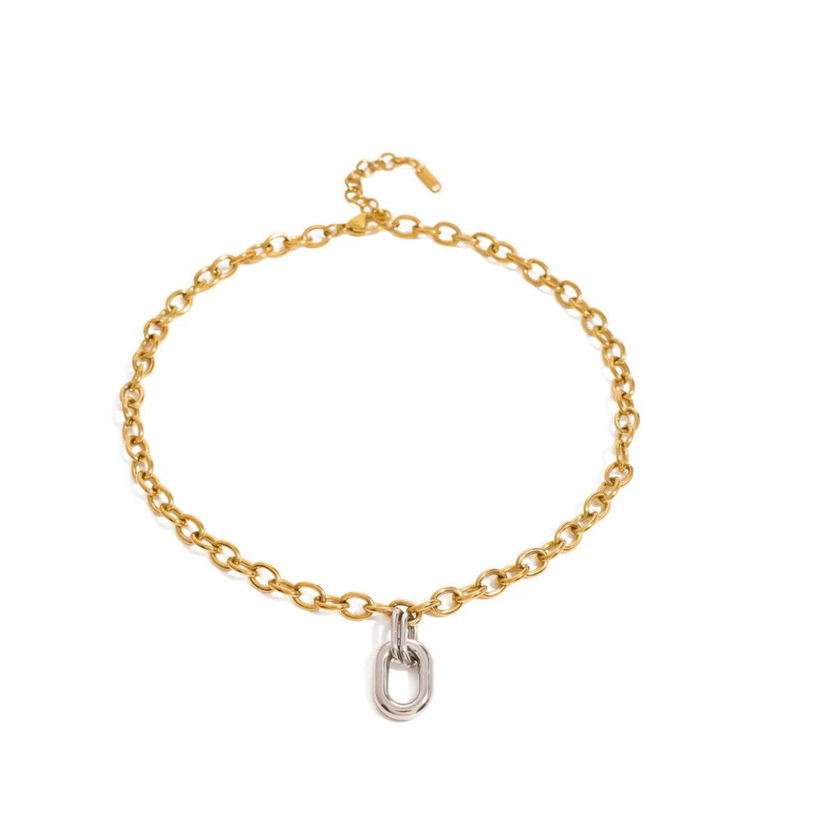 Block Oval Necklace - MARO JEWELRY