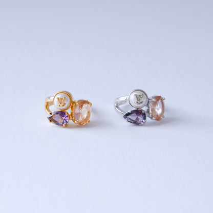 L Adjustable Ring by MARO in gold or silver statement style