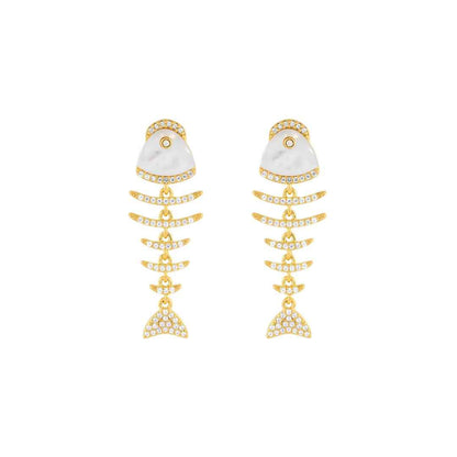 Fish Mother of Pearl Drop Earrings