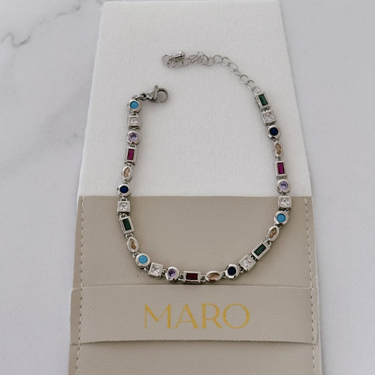 Multi gemstone silver bracelet - MARO JEWELRY