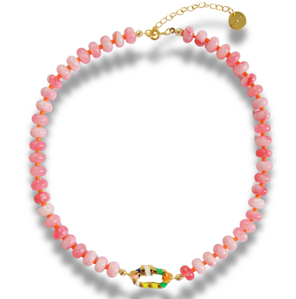 Blush Sunset Necklace pink pendant gold necklace for women