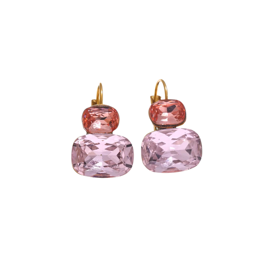 Clementine Pink Earring with Hard Gold Choker Necklace - MARO JEWELRY