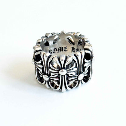 Chrome Cross Ring S925 by MARO, front view