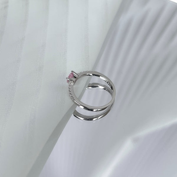 MINI PINK HEART SILVER RING - MARO JEWELRY