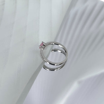 MINI PINK HEART SILVER RING - MARO JEWELRY