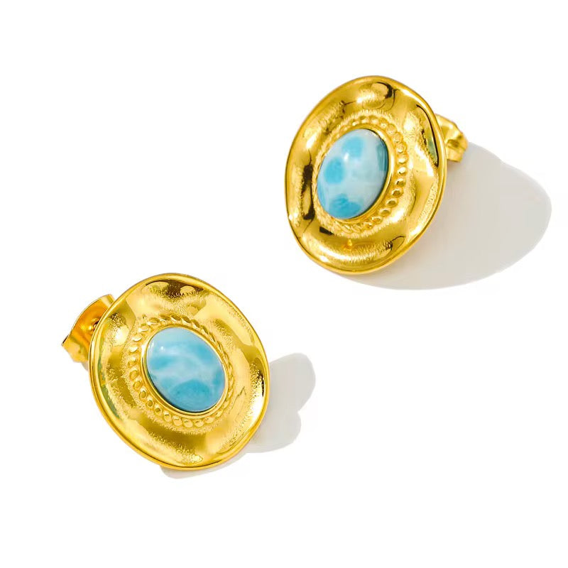 Turquoise oval stud - MARO JEWELRY