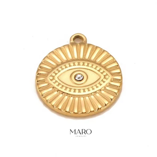 Gold evil eye charm - MARO JEWELRY