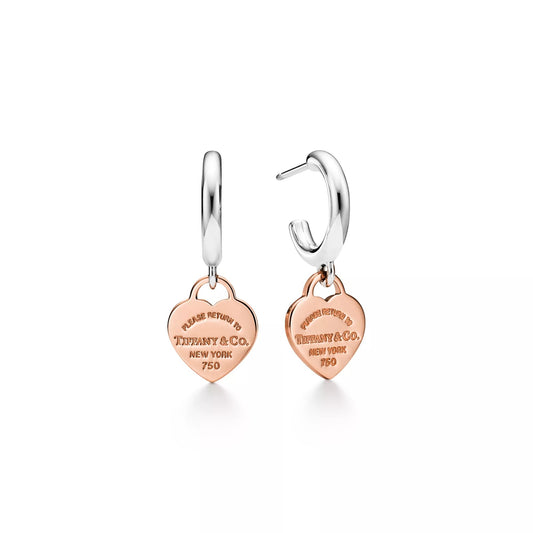 Pendientes de plata y oro rosa con forma de T