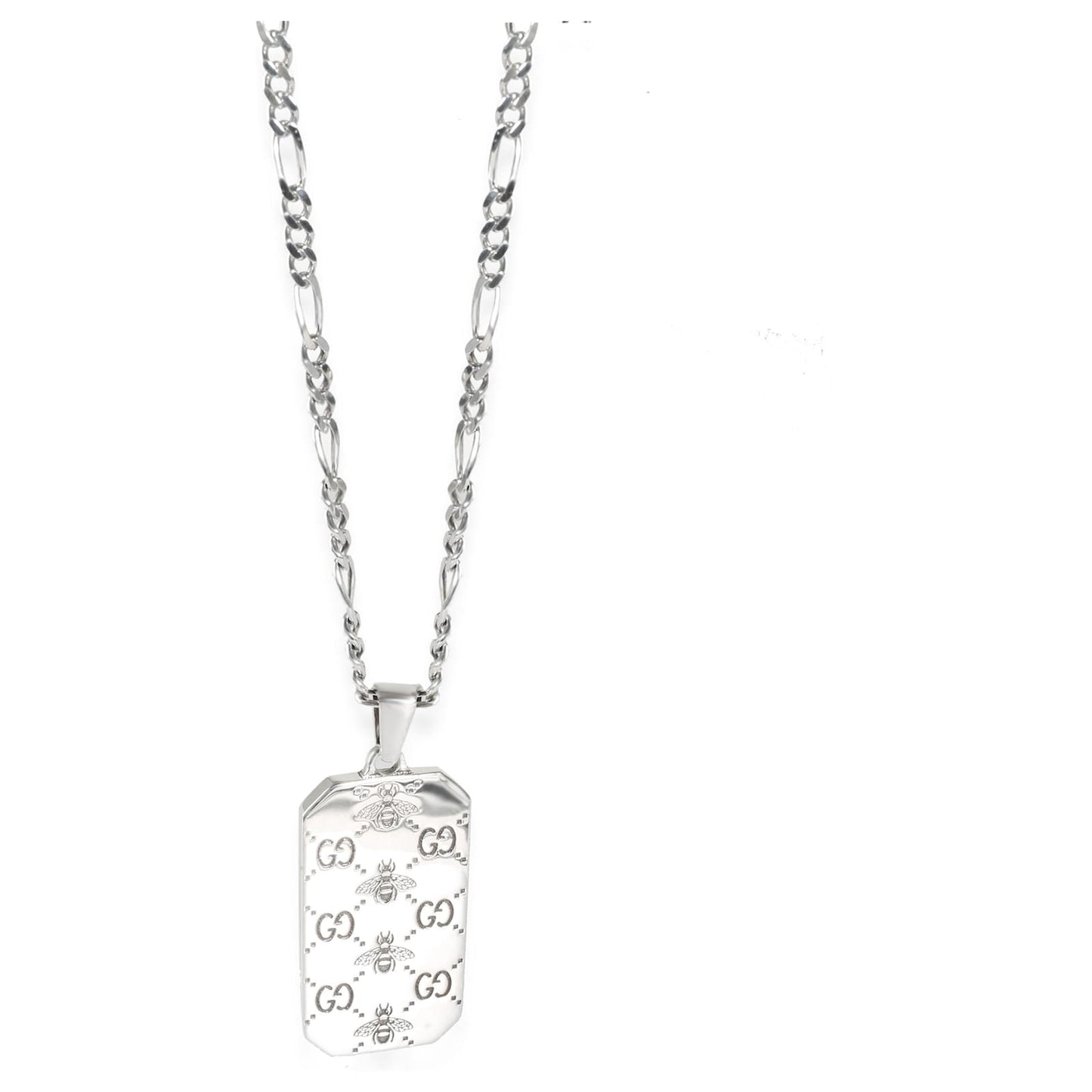 G Bee Engraved Pendant Necklace