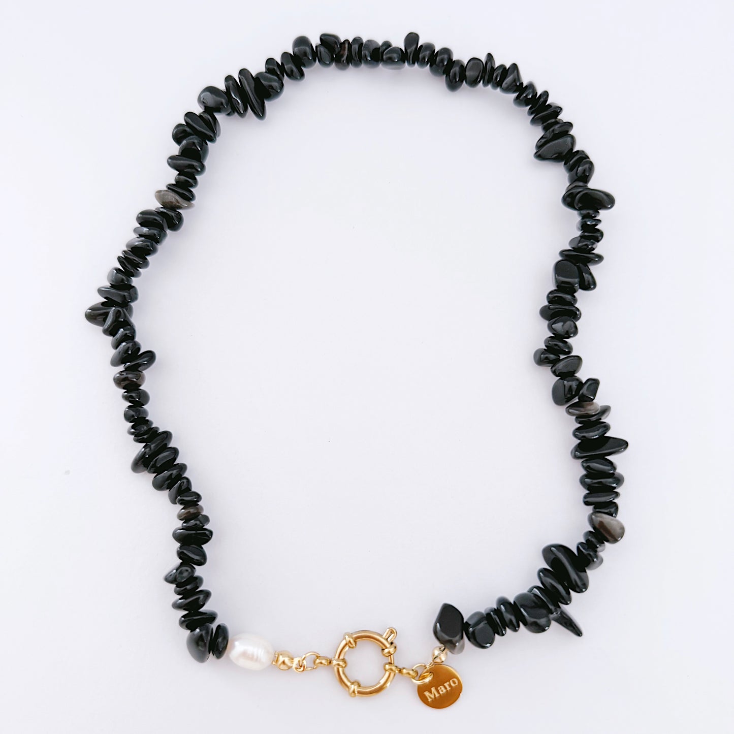 Black stone necklace - MARO JEWELRY