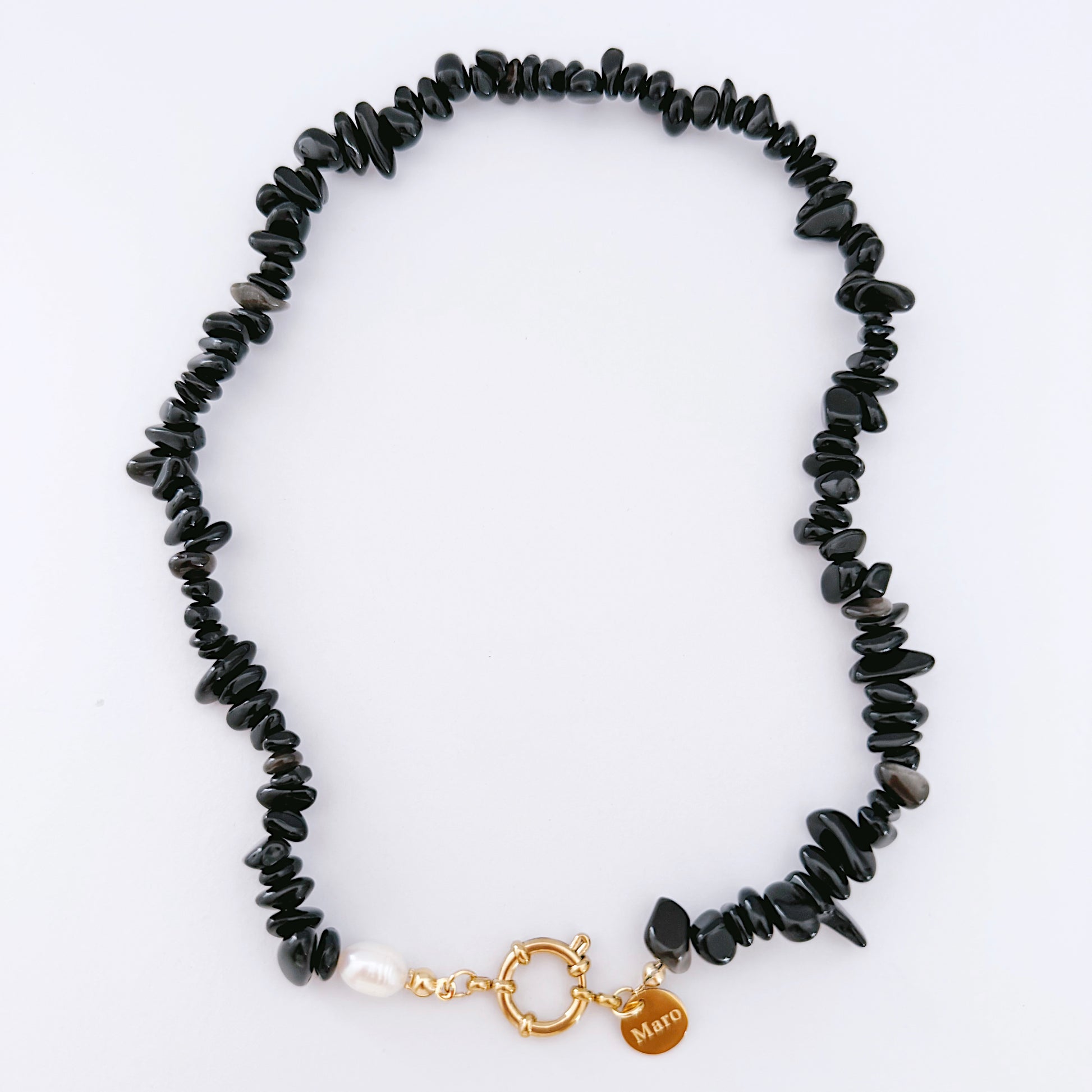 Black stone necklace - MARO JEWELRY
