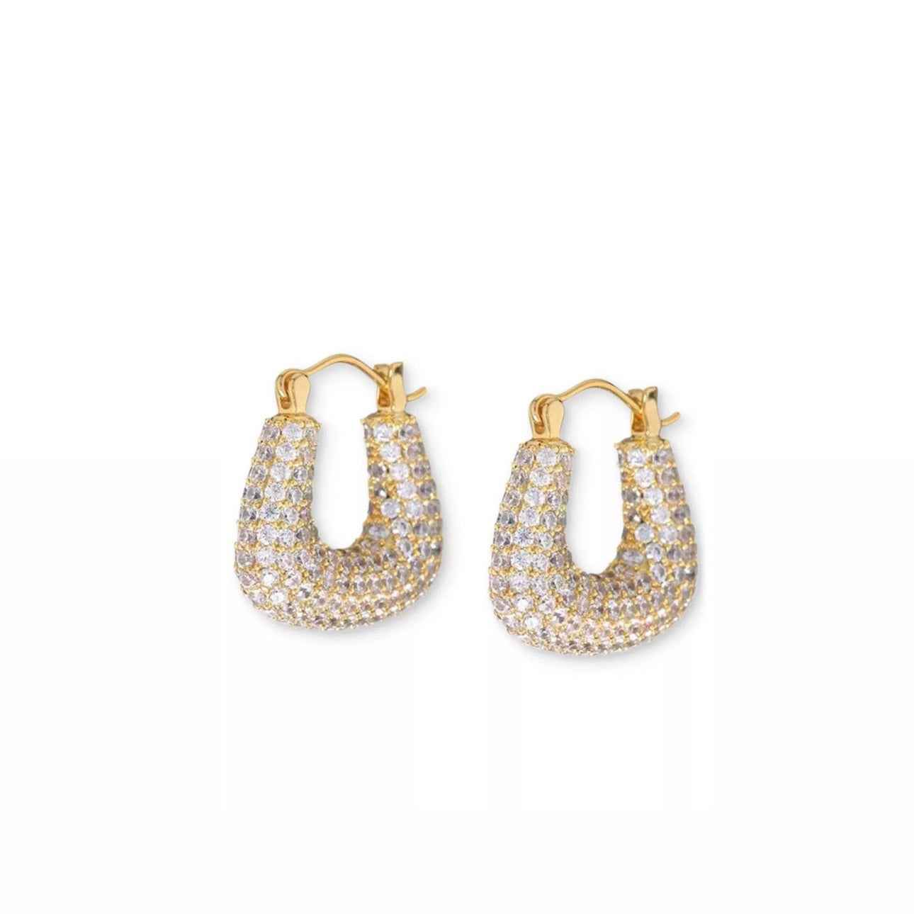 Gold Crystal Hoops