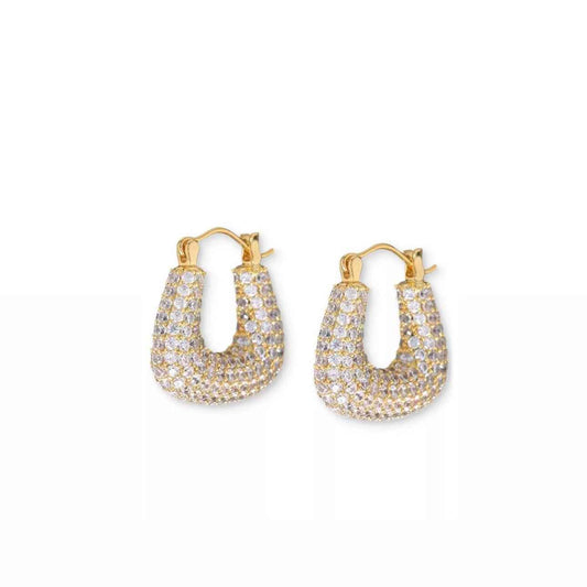 Gold Crystal Hoops