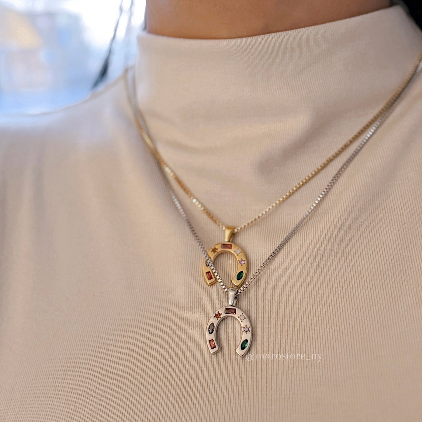 Horseshoe charm necklace - MARO JEWELRY