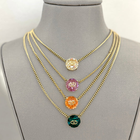 V CRYSTAL NECKLACE - MARO JEWELRY