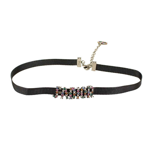 RIBBON STRASS JD CHOKER NECKLACE