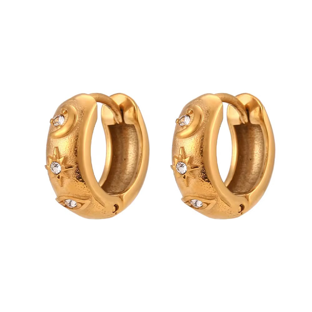 Starburst mini hoops earring - MARO JEWELRY