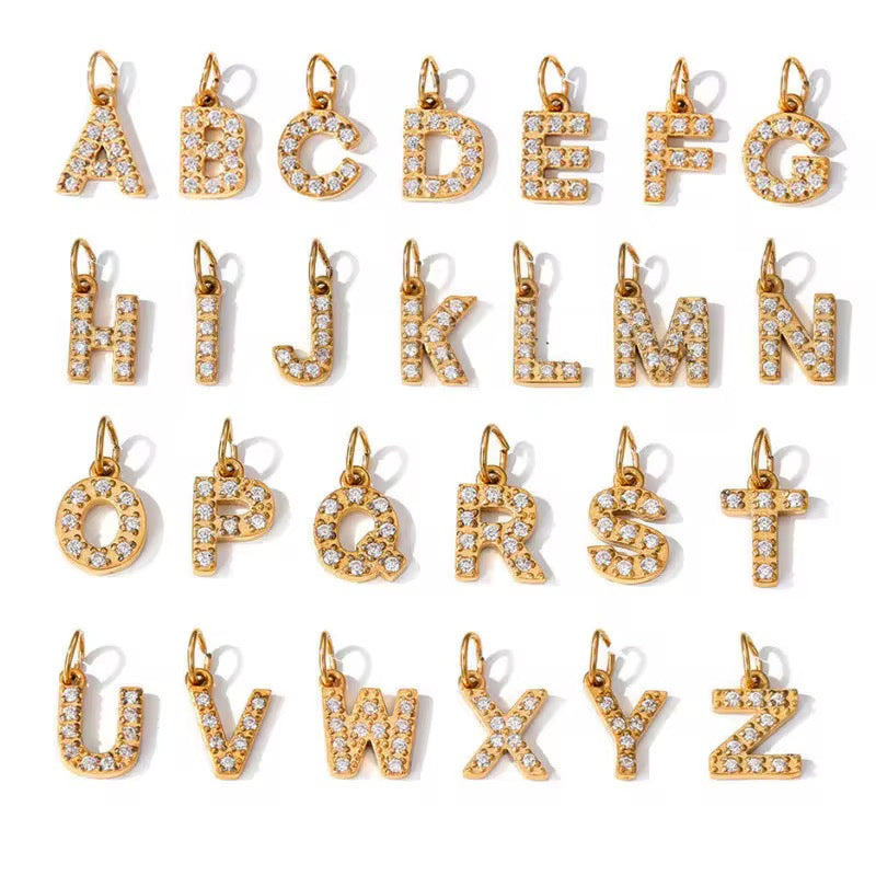 Charm-Mini Initial Sparkle - MARO JEWELRY