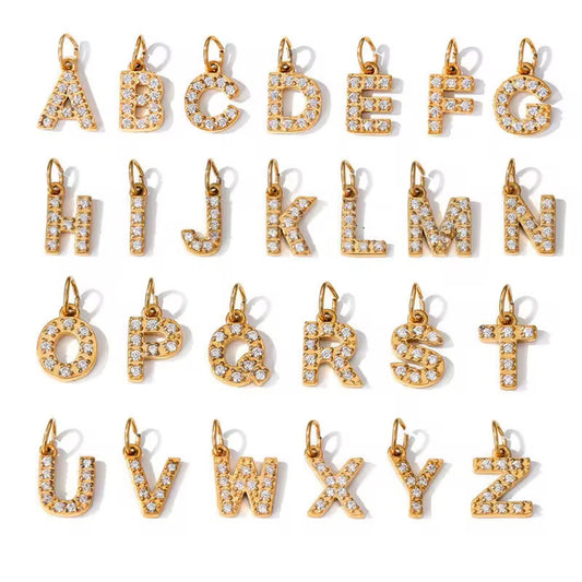 Charm-Mini Initial Sparkle - MARO JEWELRY