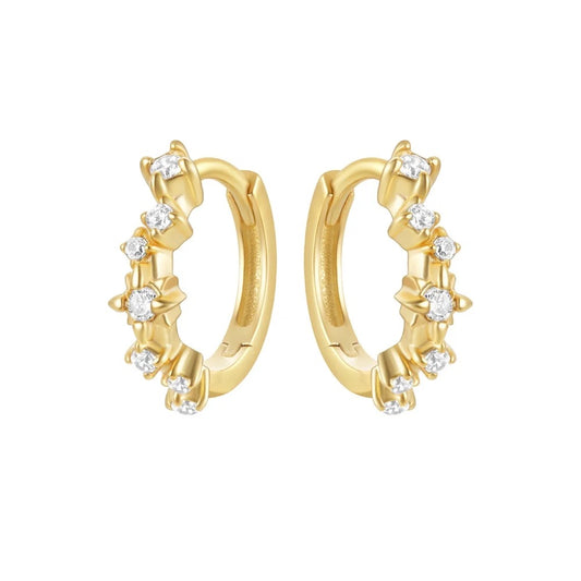 Moon Star Mini Hoops - MARO JEWELRY