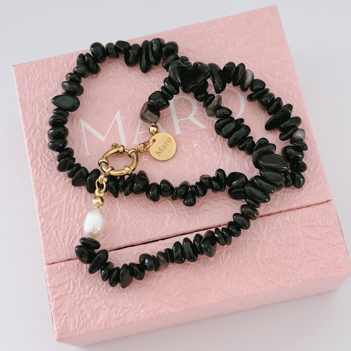 Black stone necklace - MARO JEWELRY