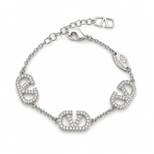 V Silver Bracelet by MARO polished silver-tone bracelet detail