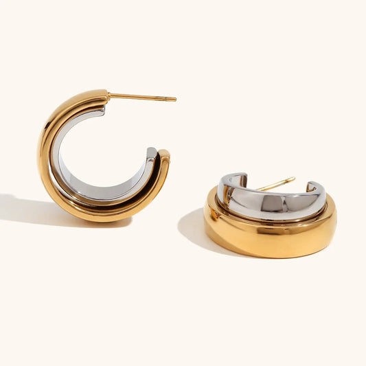 C-Shaped Hoop Earrings 💧 - MARO JEWELRY
