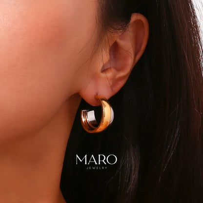 C-Shaped Hoop Earrings 💧 - MARO JEWELRY