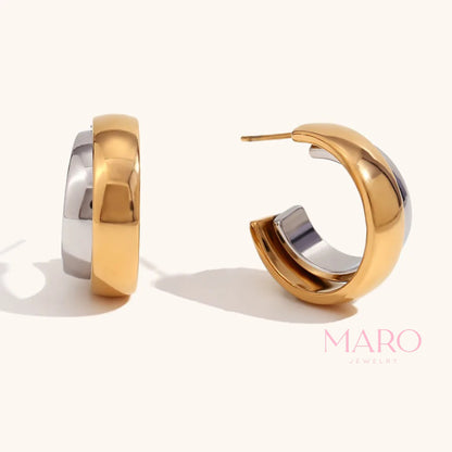 C-Shaped Hoop Earrings 💧 - MARO JEWELRY