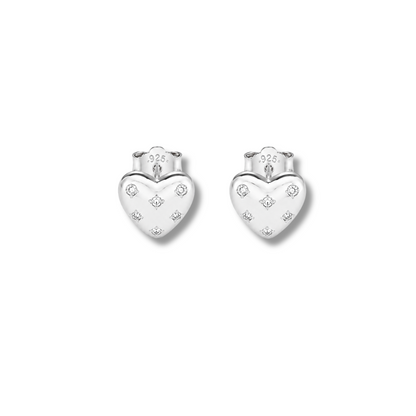 Mini Heart with Crystal Earring by MARO Jewelry
