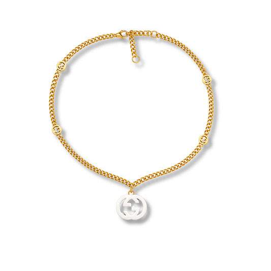 G White Logo Necklace by MARO, white logo-style necklace for women