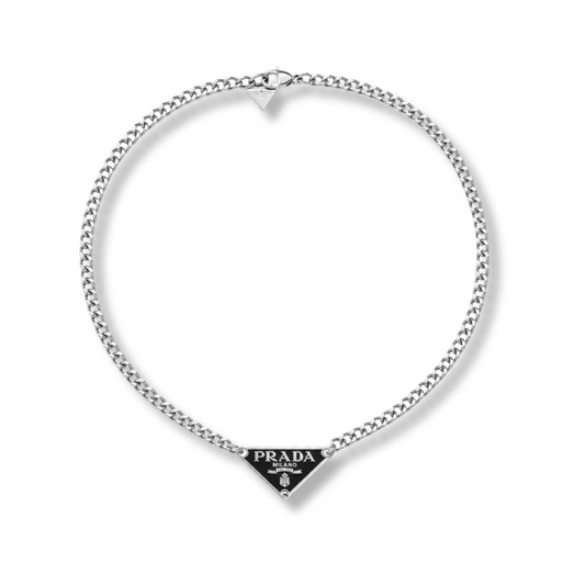 P Silver Necklace with black detail by MARO Jewelry