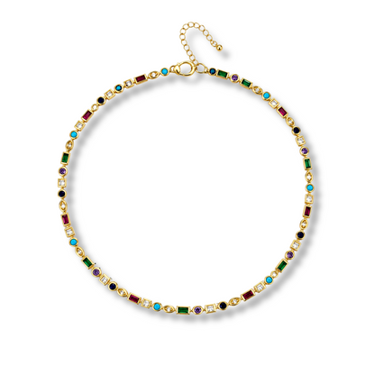 Multi Gemstone Gold Necklace by MARO Jewelry