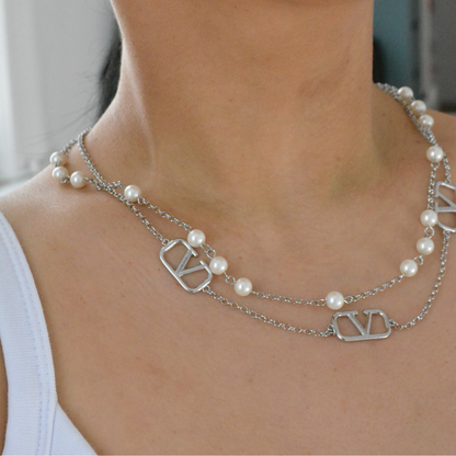 V Silver Necklace by MARO polished silver-tone necklace
