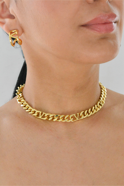 V Gold Necklace by MARO styled product view